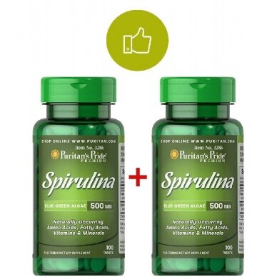 1+1 PURITAN'S PRIDE Spirulina 500 mg 100 tablets