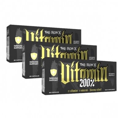 3x The IRON X VITAMIN 200% 60 caps | Vitaminai