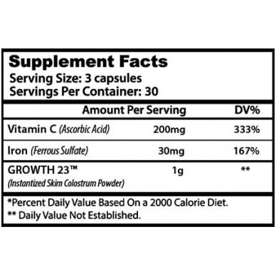 GROWTH - Colostrum 90 kaps su Vit C ir Geležimi 2